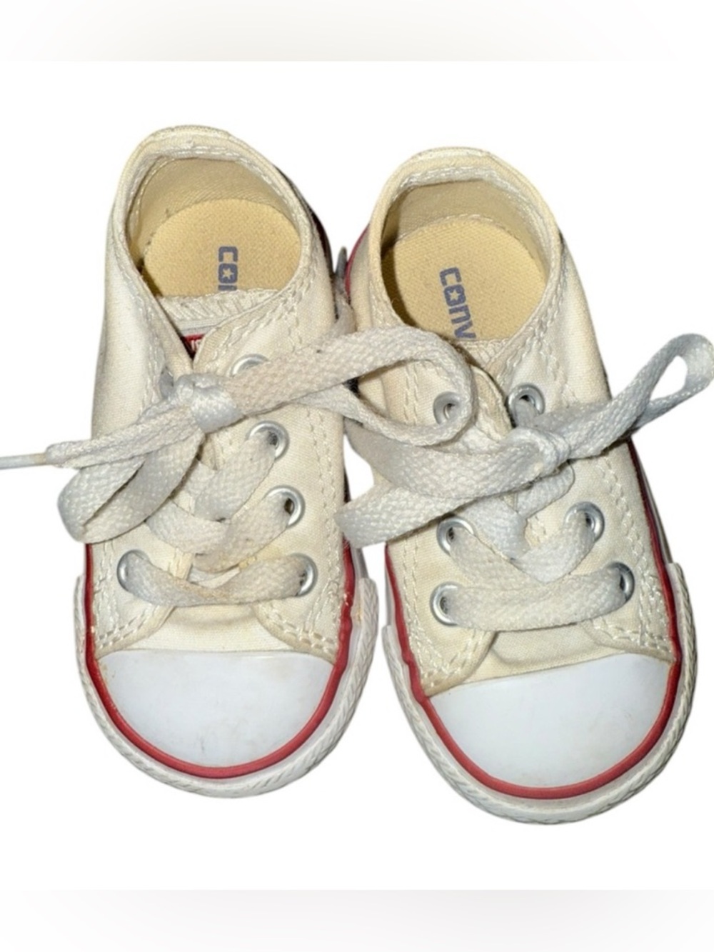 Converse Kids Cream Canvas Sneakers Size 4